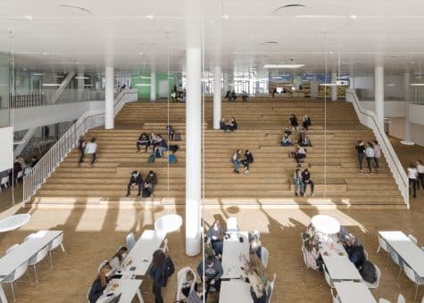 photo of internal terraced seating and cafeteria area