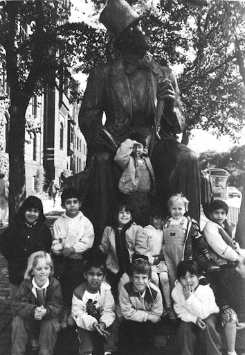 old black and white photo of past students