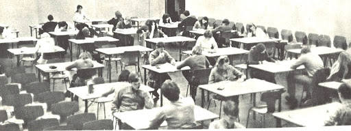 old black and white photo of past students