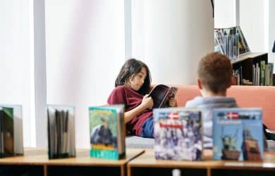 photo of students in the library