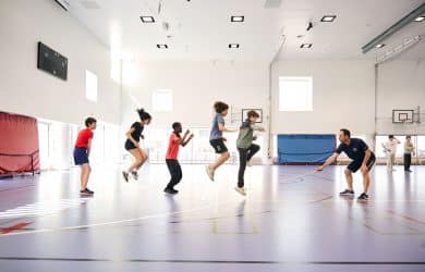 photo of students skipping in the gymnasium