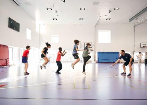 photo of students skipping in the gymnasium