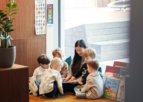 photo of students reading with their teacher