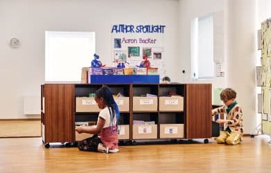 photo of students in the library