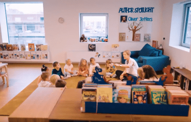 photo of students in the library