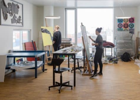 photo of students working on art projects