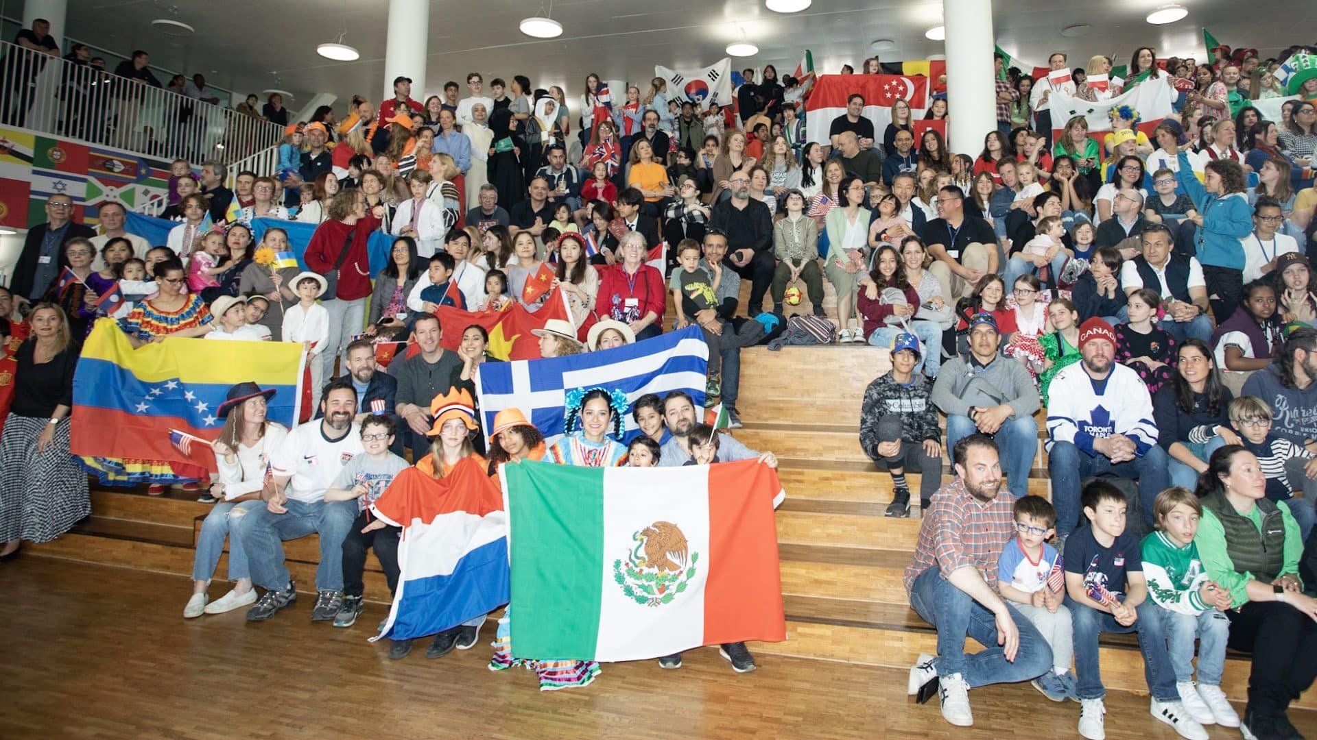students and parents showing their different nationalities