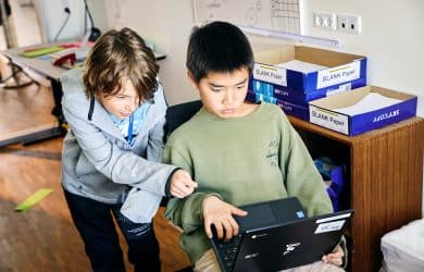 photo of students on the CIS campus