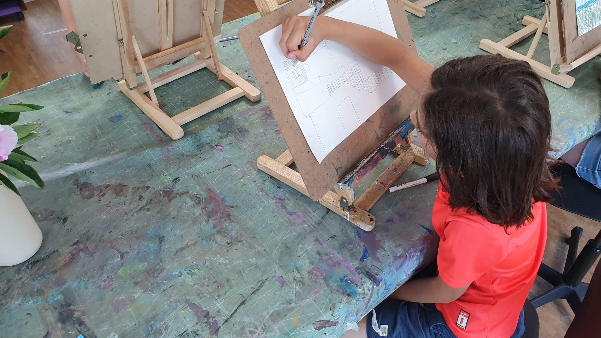 Picture of student drawing from summer school 2023