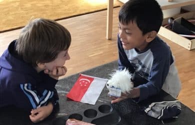 grade 1 students planting seeds
