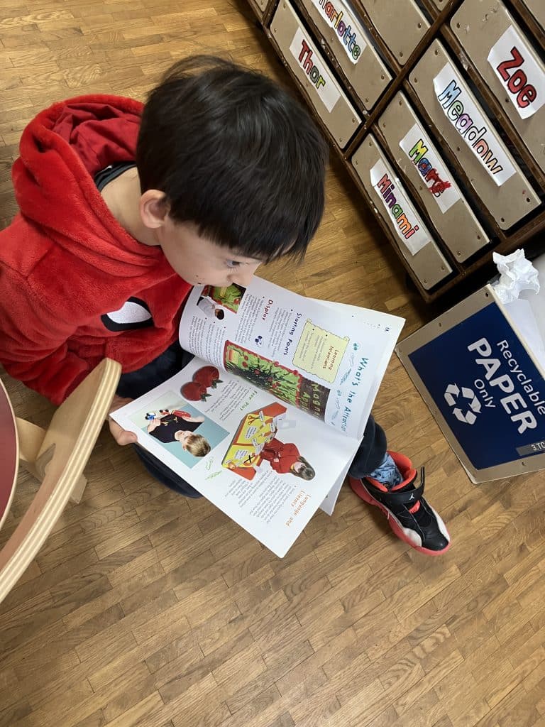 Kindergarten student reading