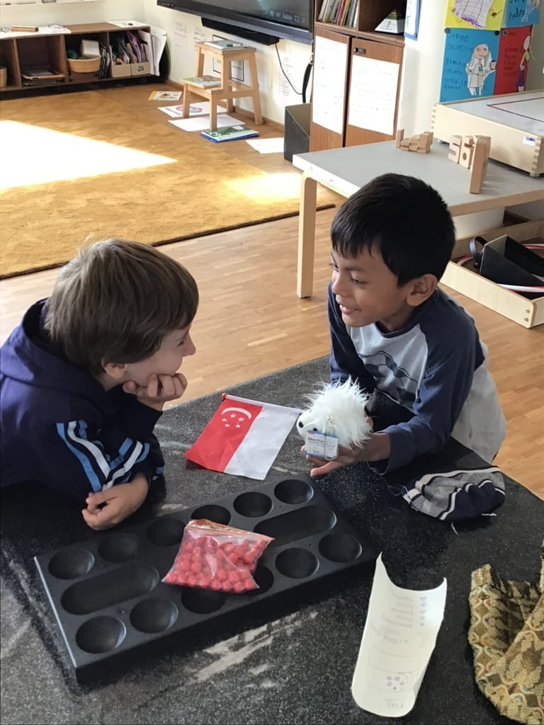 Primary students interacting