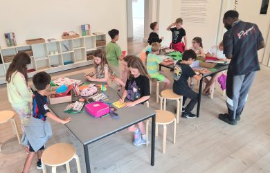 Students making art
